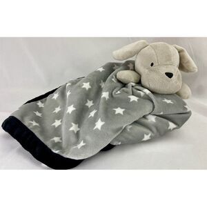 Gerber Modern Moments XL Puppy Dog Security Blanket Lovey Gray Black White Stars